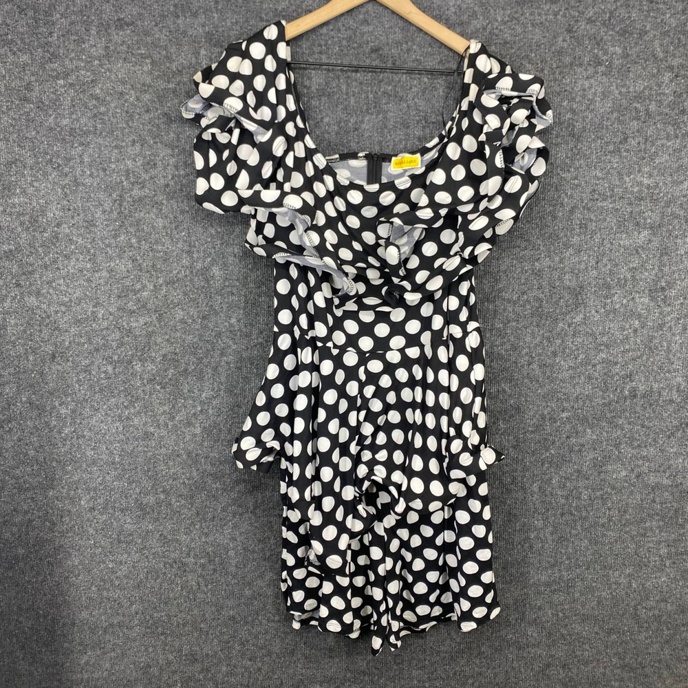 Highlight Black White Polka Dot Ruffle Romper Sleeveless Peplum Jumpsuit Mens